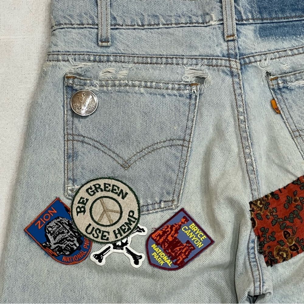 Vintage 90s Levi’s Orange Tab Patchwork Traveling Pants Size 32x34 - Picture 12 of 16